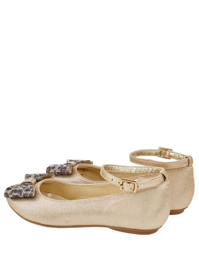 Animal Dazzle Bow Shoes, Gold (GOLD), large