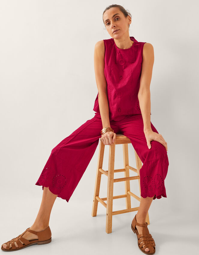 Orla Broderie Tank Top, Red (RED), large