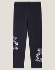 Sequin Bow Leggings, Blue (NAVY), large