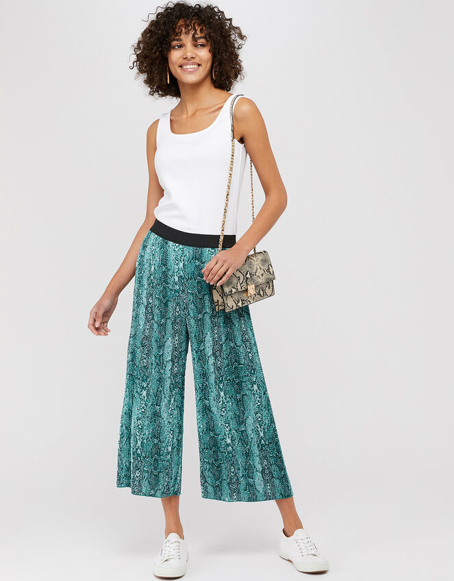 Sydeny Snake Pleated Culottes , Blue (BLUE), large