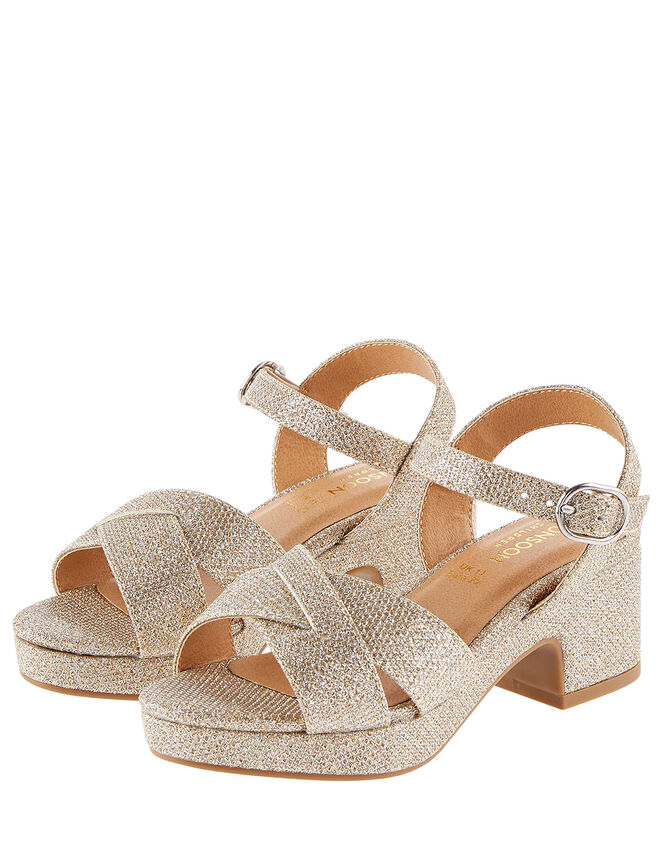 Shimmer Platform Sandals, Gold (GOLD), large