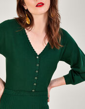V-Neck Midi Dress with LENZING™ ECOVERO™, Green (DARK GREEN), large