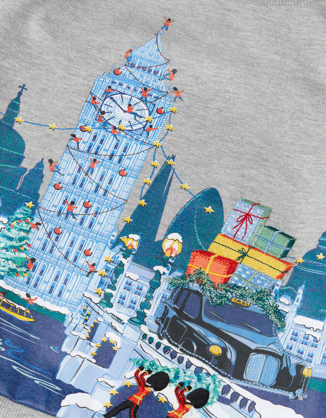London Graphic Christmas Sweatshirt, Grey (GREY), large