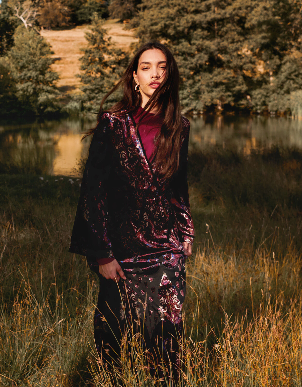 Peri Paisley Devore Dress Black