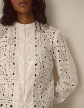 Dorothy Knot Button Lace Top, Cream (CREAM), large