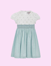 Trotters Rose Hand Smocked Dress, Blue (BLUE), large