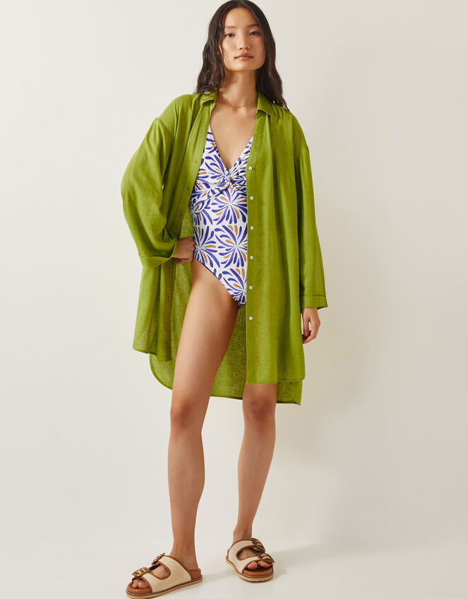 Esme Beach Shirt Dress, Green (GREEN), large