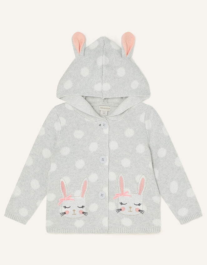 Baby Spot Bunny Cardigan , Grey (GREY), large