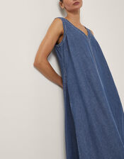 Sara Sleeveless Denim Maxi Dress, Blue (MID AUTHENTIC BLUE), large