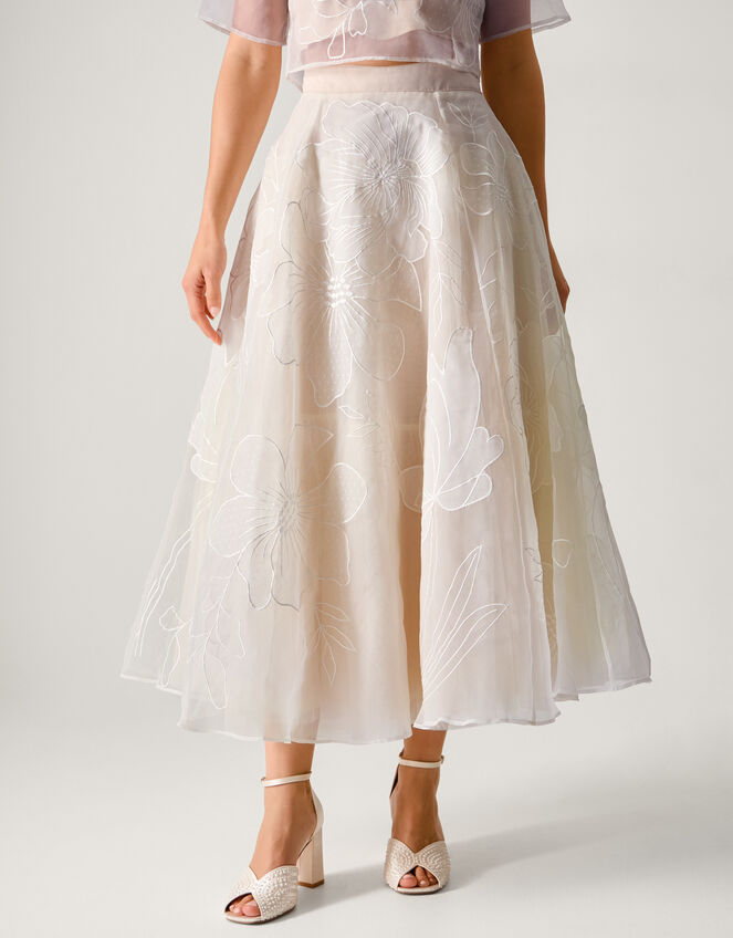 Rosie Embroidered Floral Wedding Skirt Ivory