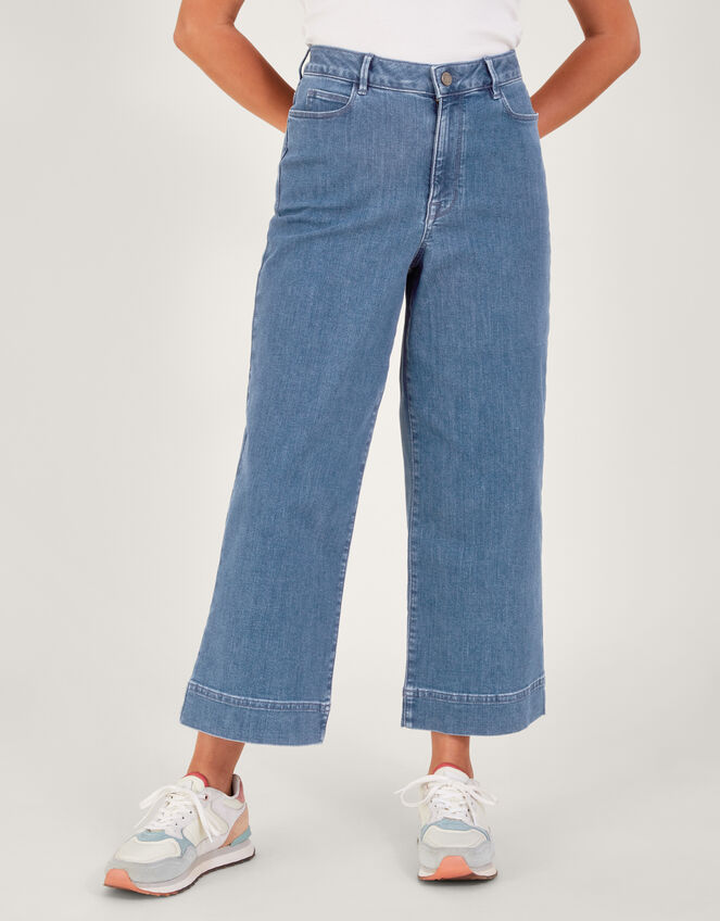 Wide Leg Cropped Jeans , Blue (DENIM BLUE), large