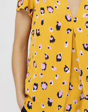 Lauren Leopard Print Blouse, Yellow (YELLOW), large