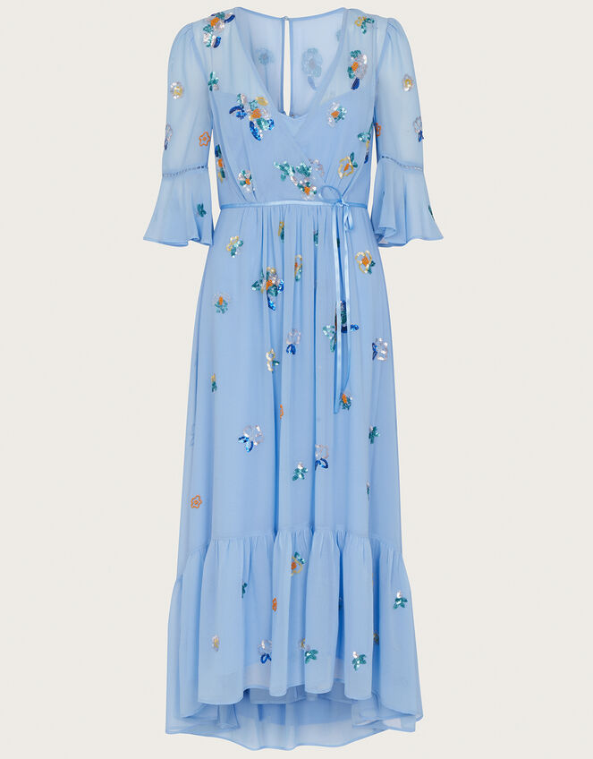 Daniella Embellished Wrap Dress , Blue (BLUE), large