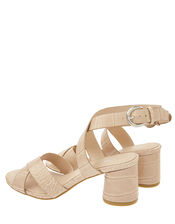 Caz Croc Mid-Block Heeled Sandals, Natural (NATURAL), large