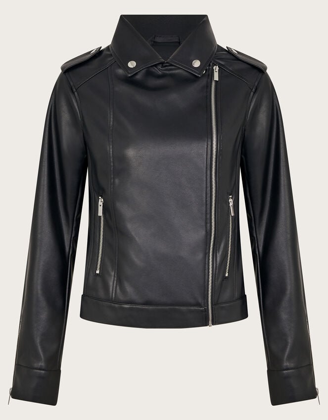 Paloma Faux Leather Biker Jacket, Black (BLACK), large