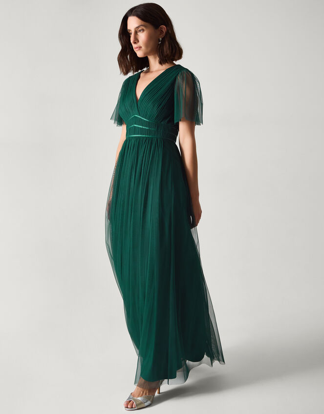 Emily Short Sleeve Tulle Bridesmaid Dress Green