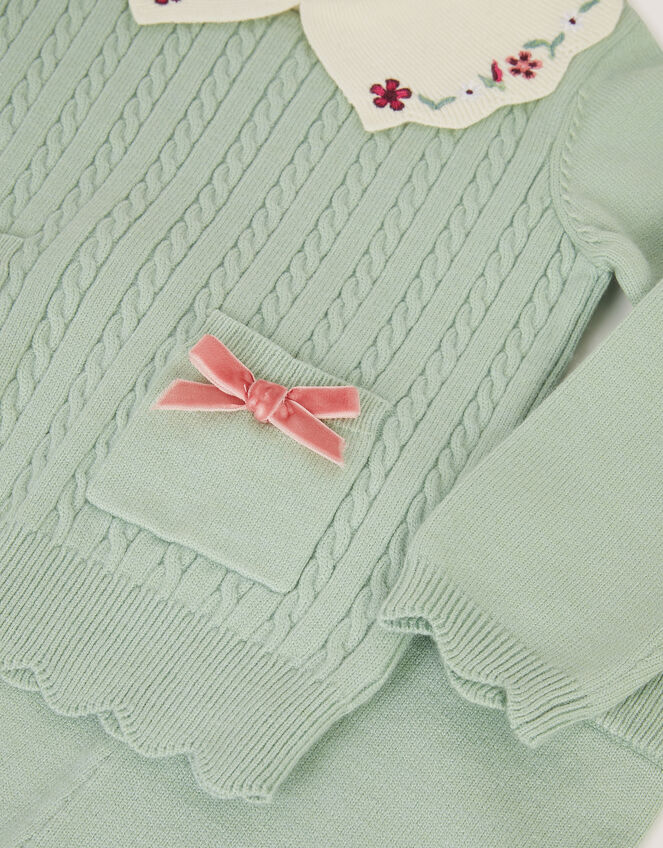 Baby Cable Knit Jumper & Joggers Set, Green (GREEN), large