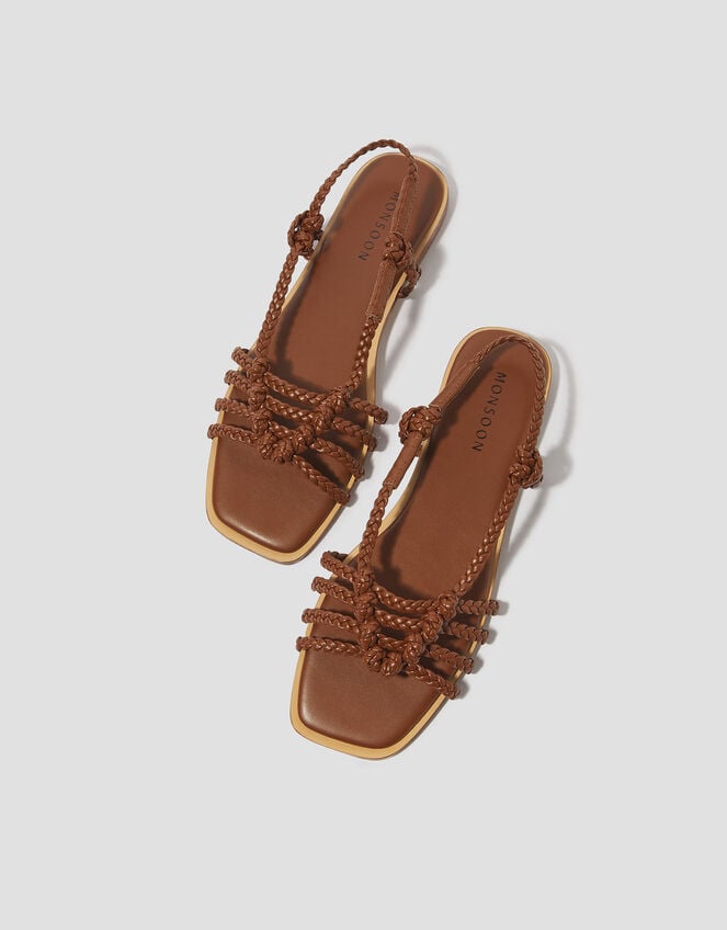 Haf Metallic Braided Sandals, Tan (TAN), large