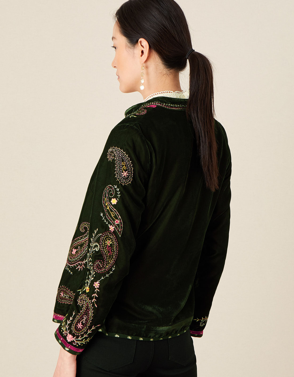 Embroidered green clearance jacket