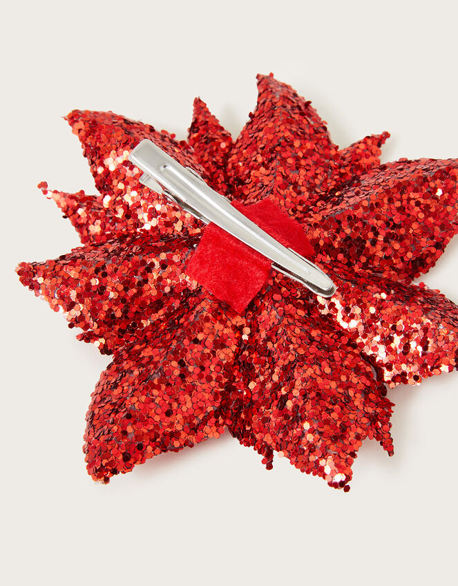 Poinsettia Glitter Flower Clip, , large
