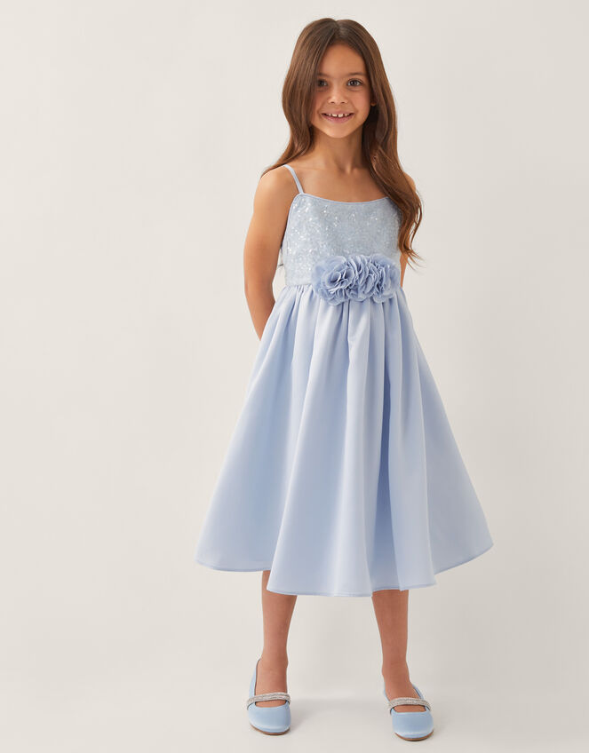 Orelia Strappy Sequin Satin Dress, Blue (BLUE), large