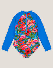 Tropical UPF50+ Long Sleeve Swimsuit, Blue (BLUE), large