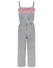 Serena Gingham Wide-Leg Jumpsuit, Black (BLACK), large