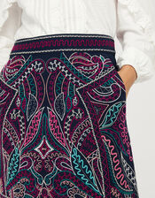 Emmy Embroidered Mini Skirt in Organic Cotton, Blue (NAVY), large