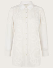 Applique Detail Button-Through Blouse, Ivory (IVORY), large