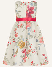 Kimono Print Floral Scuba Dress, Ivory (IVORY), large