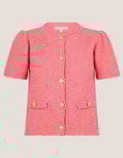 Sami Stitch Short Sleeve Cardigan, Pink (PINK), large