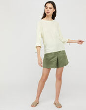 Tie Sleeve Knit Jumper in Linen Blend, Yellow (YELLOW), large