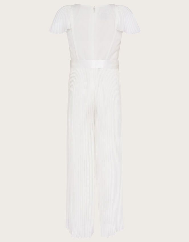 Lace Pleated Bridesmaid Jumpsuit, Ivory (IVORY), large