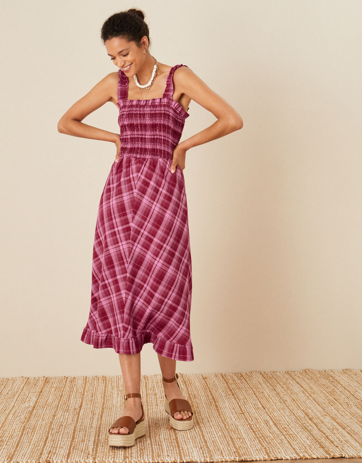 Clement Check Sundress Red | Casual