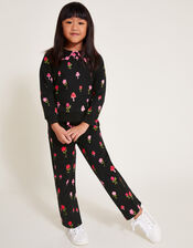 Mushroom Print Top and Joggers Set, Black (BLACK), large