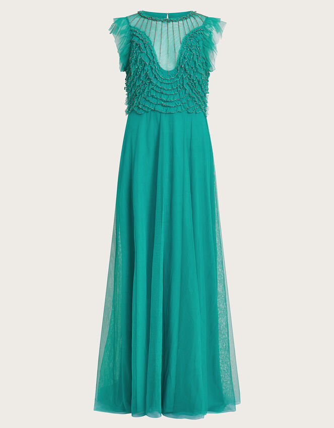 Irina Hand-Embellished Maxi Dress, Green (GREEN), large