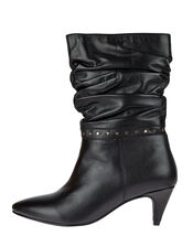 Slouch Studded Leather Ankle Boots, Black (BLACK), large