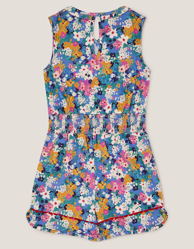 Floral Print Sleeveless Playsuit, Blue (BLUE), large
