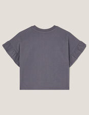 Happy Place Frill T-Shirt, Grey (GREY), large