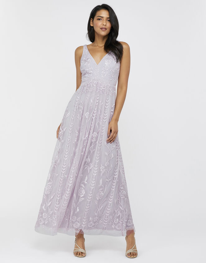 Lavinia Embroidered Maxi Dress, Purple (PURPLE), large