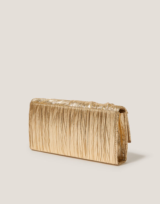 Mia Pleated Metallic Clutch Bag, , large