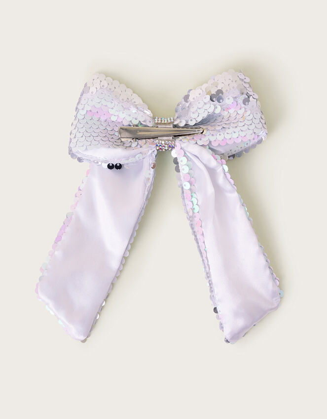 Reversible Sequin Bow Hair Clip, , large