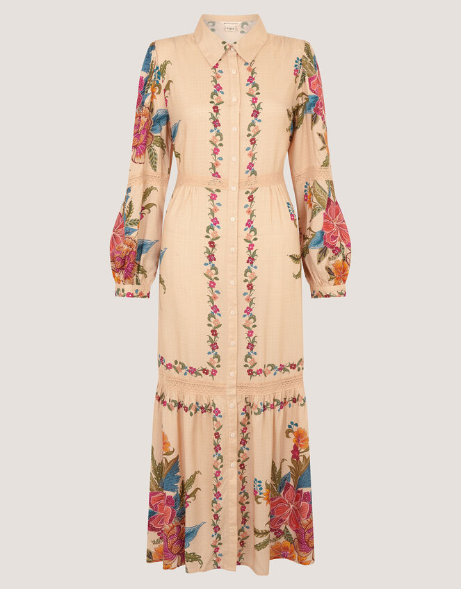 Rosaleigh Long Sleeve Floral Maxi Dress Cream