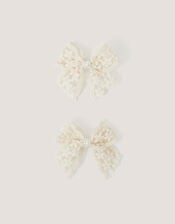 2-Pack Mini Lacy Bow Hair Clips, , large