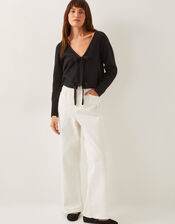 Tina Tie Front Cardigan, Black (BLACK), large