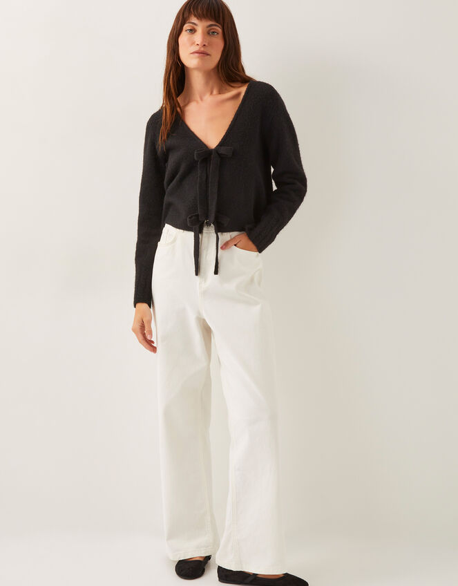 Tina Tie Front Cardigan, Black (BLACK), large