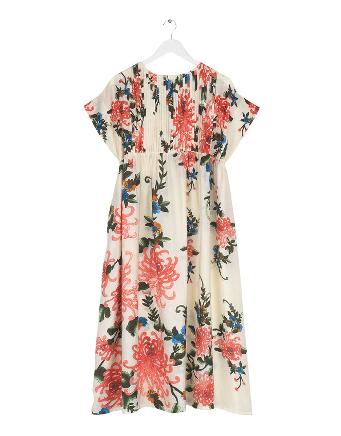 One Hundred Stars Pleat Floral Dress, Ivory (IVORY), large