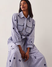 Amelia Embroidered Shirt Maxi Dress, Blue (NAVY), large