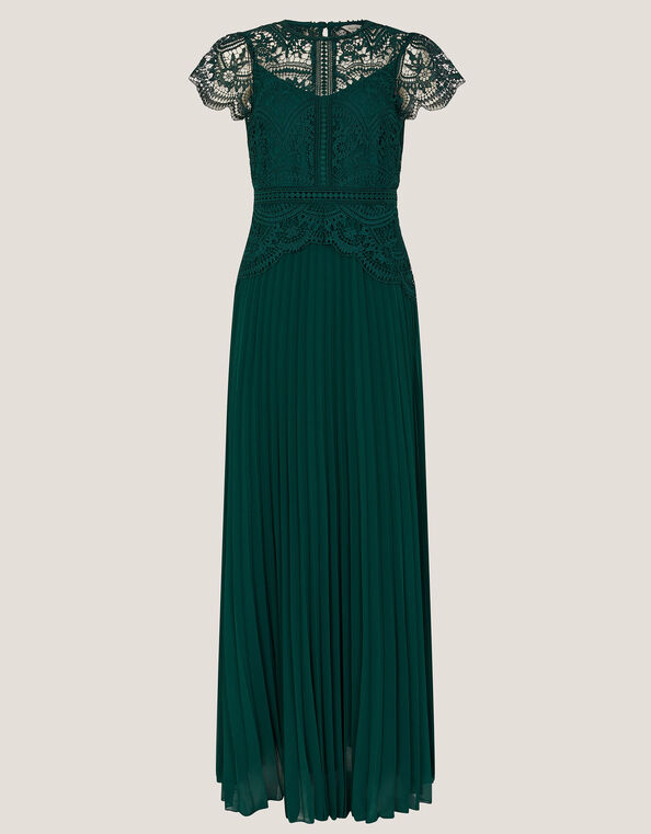 Monica Lace Pleated Bridesmaid Dress, Green (DARK GREEN), large