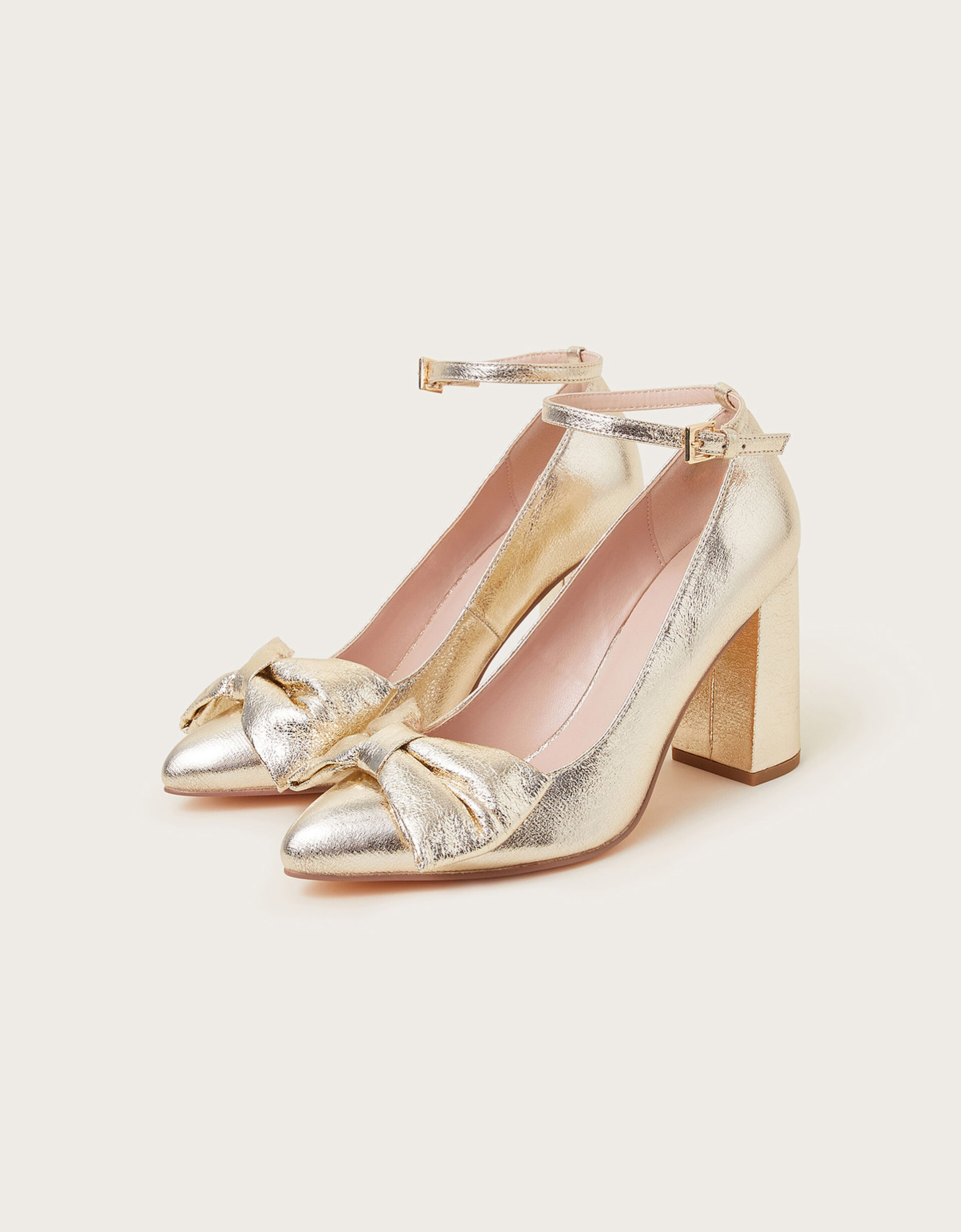 Cathy Bow Heeled Shoes Gold Occasion Shoes Monsoon UK.